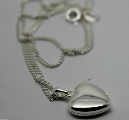 Sterling Silver Heart Locket Pendant 2 Photos & Silver Chain