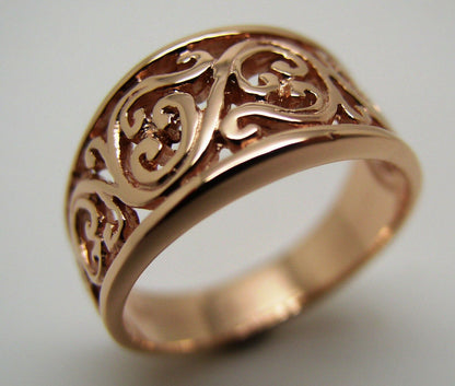 Size Q Kaedesigns Genuine 9ct Full Solid Wide Yellow, Rose Or White Gold Filigree Flower Swirl Ring 336