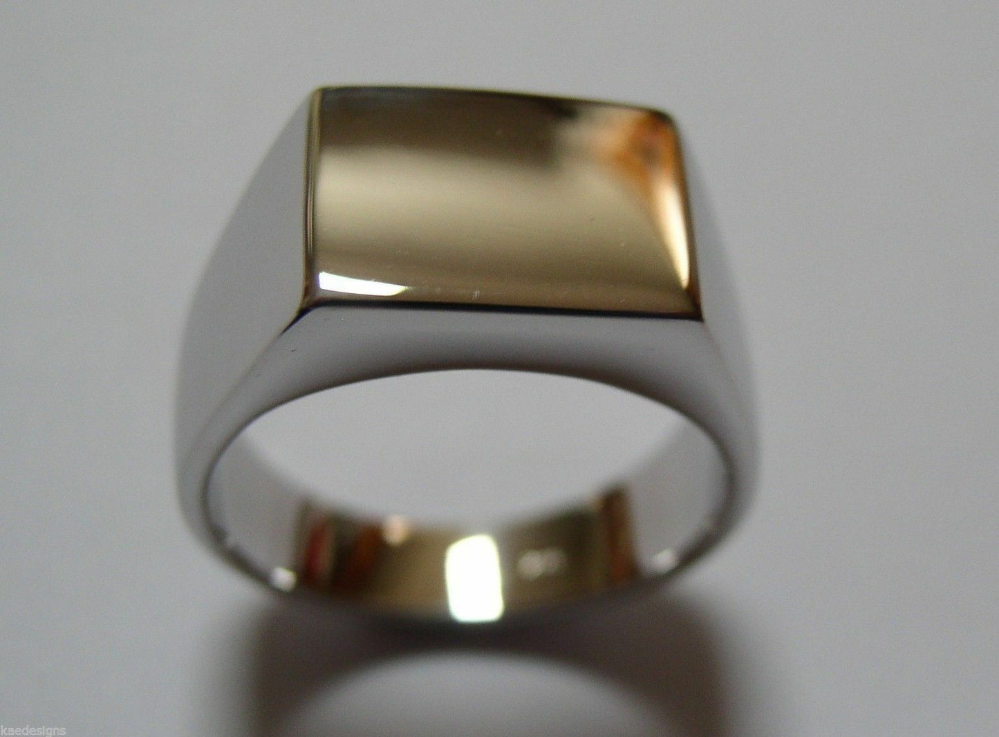 Genuine Heavy Solid 9ct White Or Rose Or Yellow Gold Rectangular Men Signet Ring