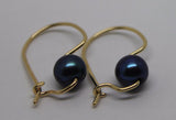 Kaedesigns New 9ct Yellow, Rose or White Gold 8mm Black Pearl Hook Earrings
