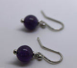 9ct White Gold 8mm Purple Amethyst Ball Earrings *Free Express Postage In Oz*
