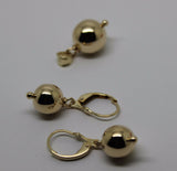 Genuine 9ct 9k Yellow, Rose or White Gold 12mm Plain Ball Pendant & 10mm Earrings Set