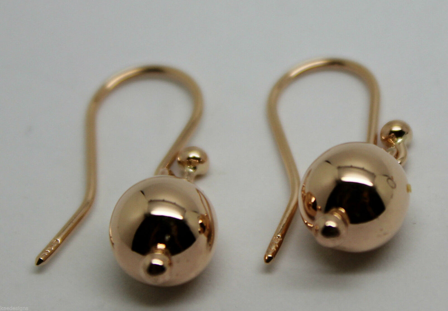 Kaedesigns, New Genuine  9ct 9kt Yellow, Rose or White Gold 8mm Euro Ball Drop Earrings