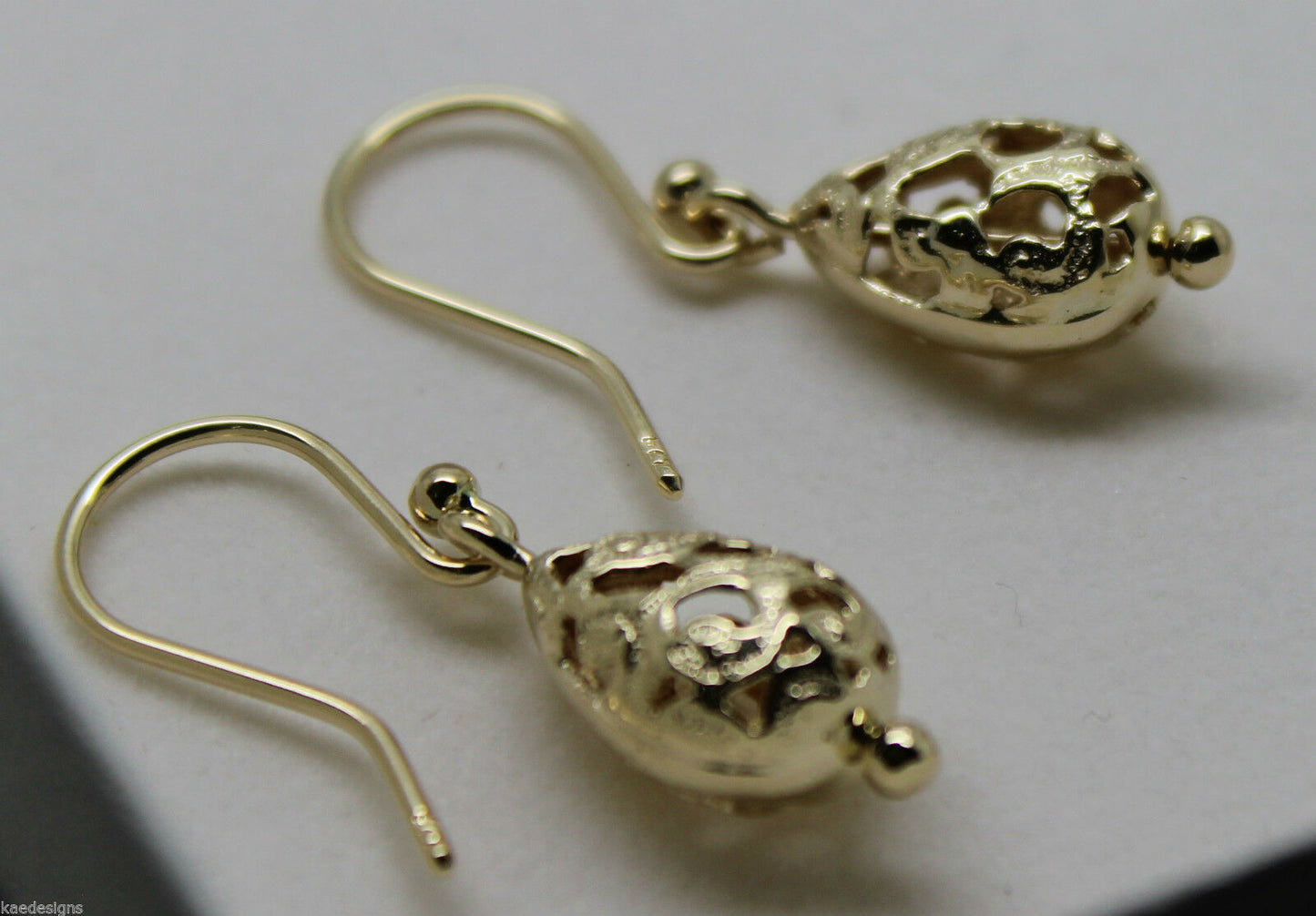 Kaedesigns 9ct 9k Yellow Or White Or Rose Gold 375 Teardrop Filigree Earrings