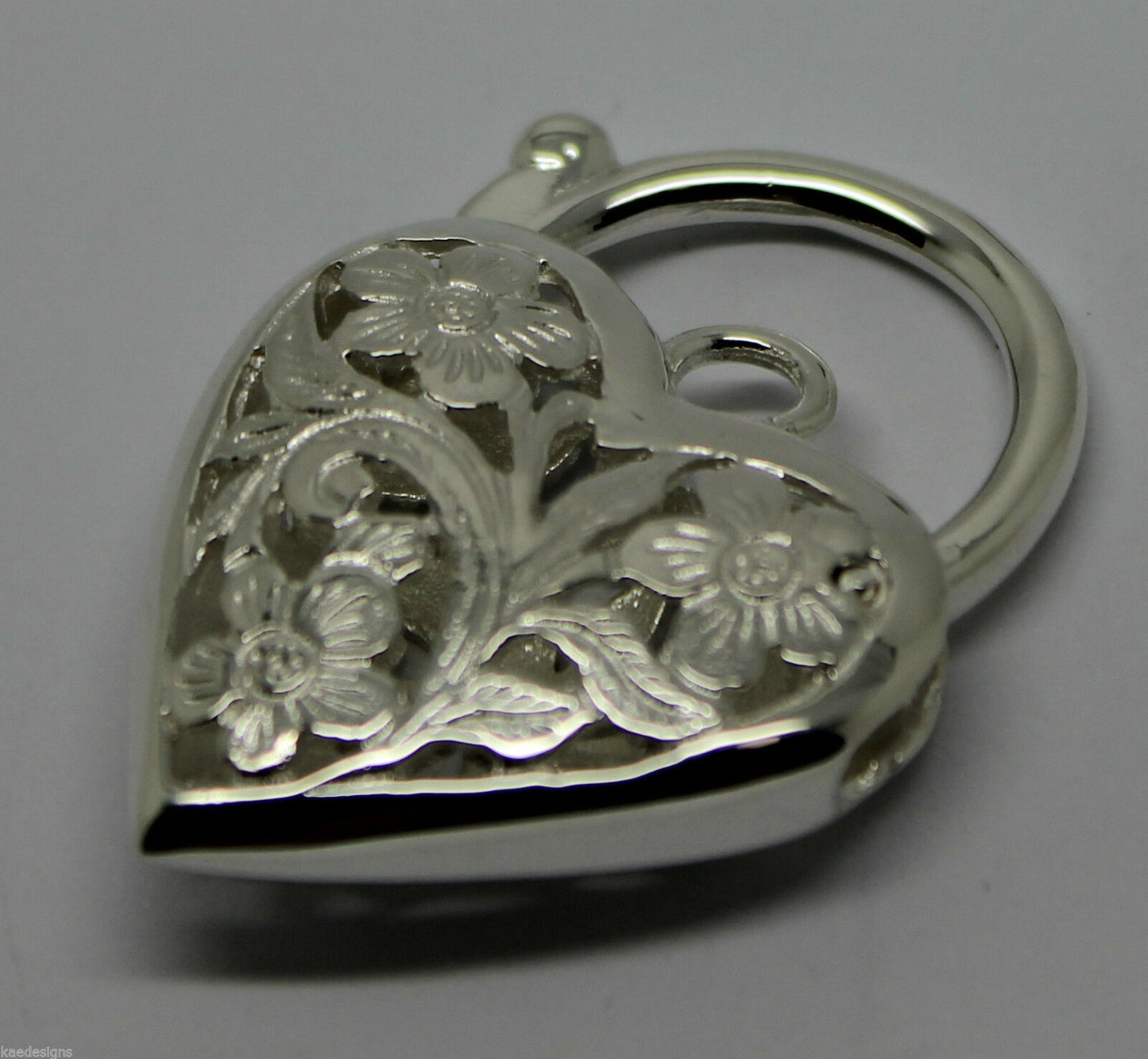 Kaedesigns New Sterling Silver Largest Heavy Large Heart Locket Padlock Filigree