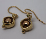 Genuine New 9k 9ct Rose & Yellow Gold Spinning Belcher Ball Earrings