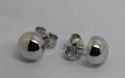 Genuine New 9ct Yellow, Rose or White Gold Euro Half 8mm Ball Stud Earrings