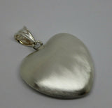 Sterling Silver Matt Finish / Brushed 925 Large Bubble Heart Pendant