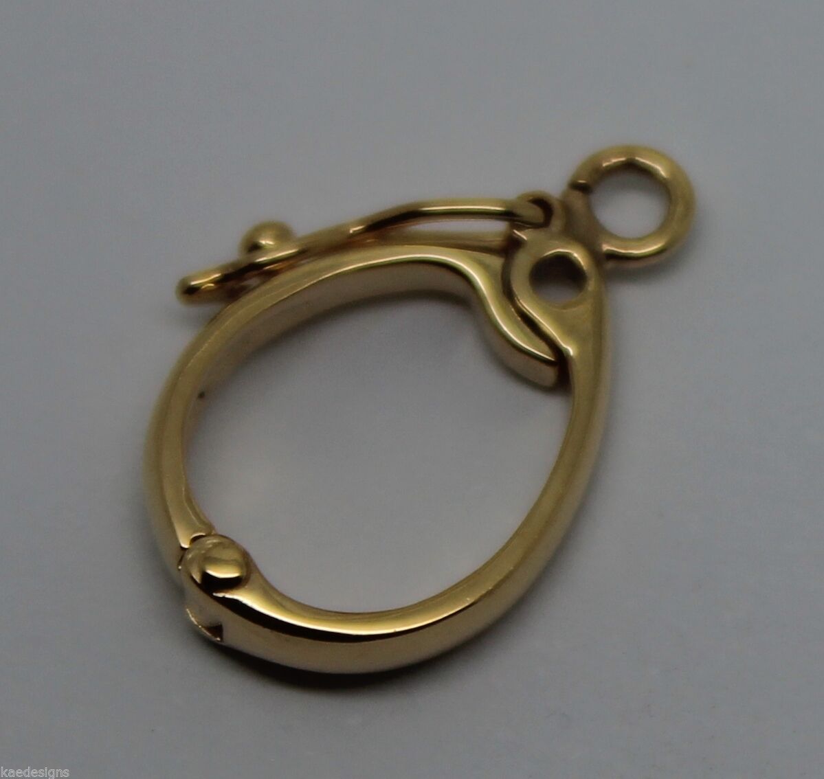 Genuine 15mm 9ct or 18ct Yellow gold Enhancer Bail Clasp + jump ring & safety latch