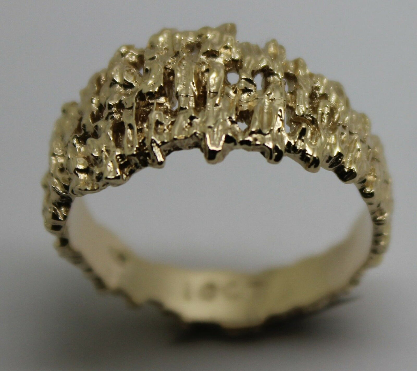 Size 10, T1/2  Genuine 10ct 10K Full Solid Yellow, Rose or White Gold Nugget Ring 12mm Wide 267