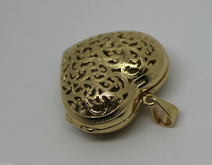 Kaedesigns 9ct 9k Yellow Gold Huge Heavy Filigree Heart Pendant Locket