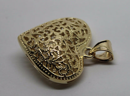 Kaedesigns New Genuine 9ct 9k Heavy Large, Rose or White Yellow Gold Filigree Heart Pendant