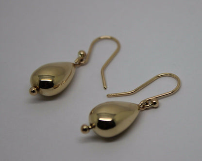 Genuine 9ct 9kt Solid Yellow, Rose or White Gold Tear Drop Teardrop Hook Earrings