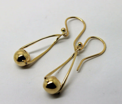 Kaedesigns, 9ct Yellow Or White Or Rose Gold  Hook Gold 8mm Ball Drop Earring