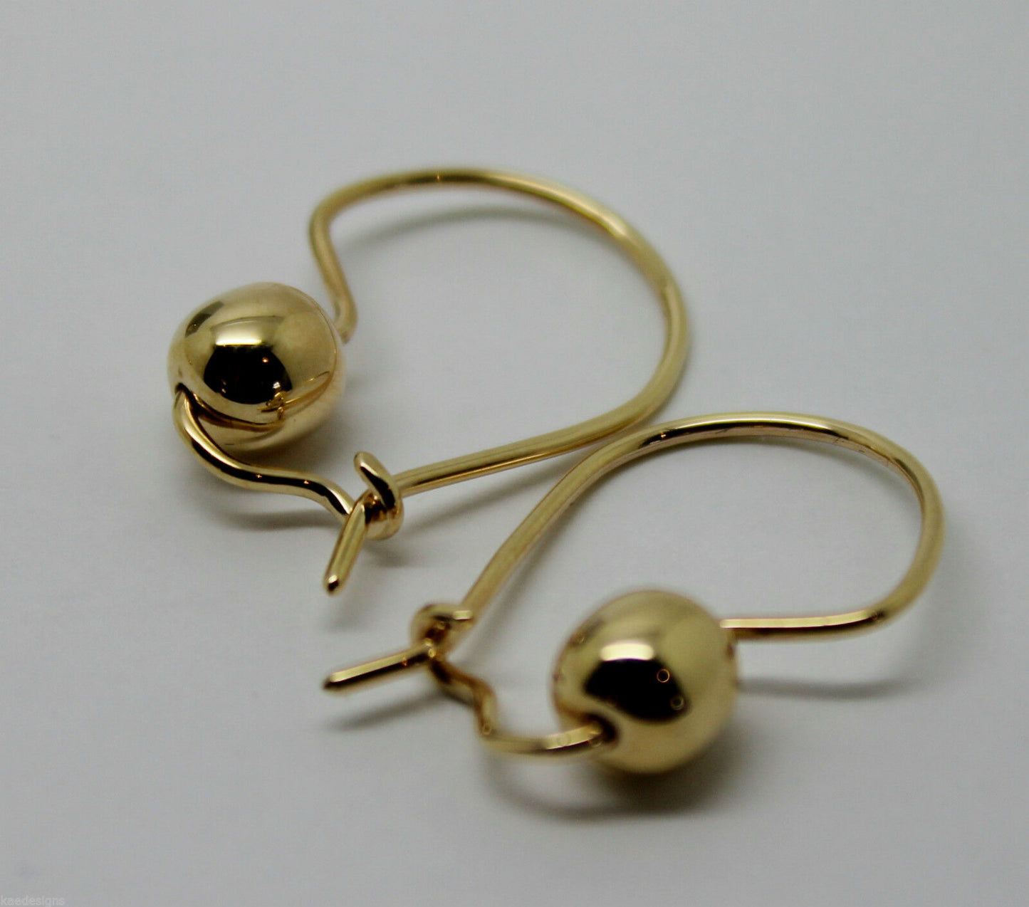 Genuine New 9ct 9kt Yellow, Rose or White Gold 6mm Euro Plain Ball Drop Earrings