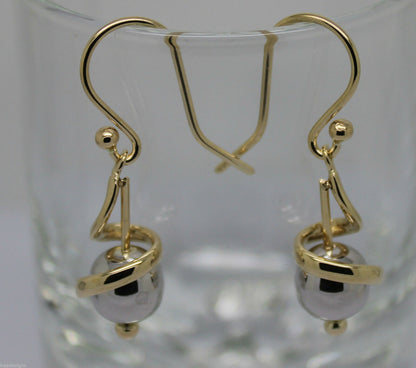 Kaedesigns New 9ct 9k Yellow & White Gold 8mm Swirl Ball Earrings