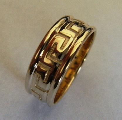 Size U Kaedesigns, Genuine Heavy 9ct 9kt Solid Yellow, Rose or White Gold Greek Key Band Ring