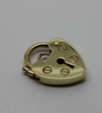 Genuine Small 13.5mm 9ct 9k Yellow Gold Screw Heart Pendant Padlock