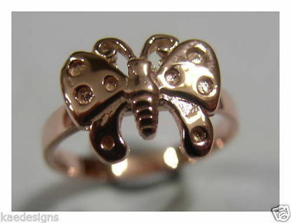 New Genuine Solid 9ct White Or Rose Or Yellow Gold Butterfly Ring Choose Size