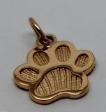 Small 9ct Yellow or Rose or White Gold Dog Animal PAW Pendant or Charm Shield