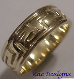 Size U Kaedesigns, Genuine Heavy 9ct 9kt Solid Yellow, Rose or White Gold Greek Key Band Ring