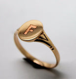 Size K Kaedesigns Genuine New 9ct Yellow, Rose or white Gold Oval Signet Ring Engraved "Letter F"