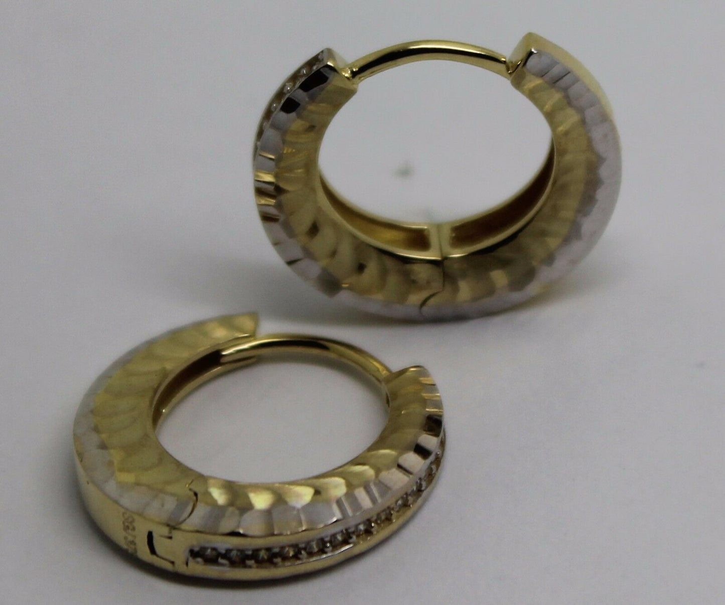 Kaedesigns, Genuine New 9ct Yellow Gold Hoop Cz Earrings