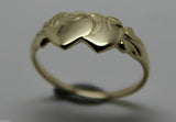 Size Q1/2 Solid 9ct Yellow Gold Double Heart Signet Ring