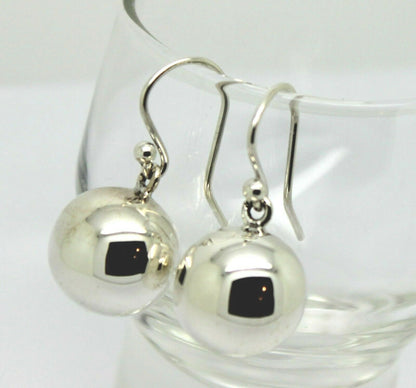 Genuine Large Sterling Silver 925 14mm Ball Drop Earrings