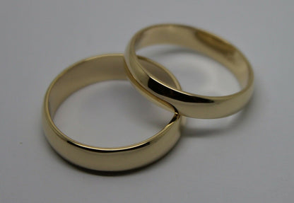 Genuine Custom Made His & Hers Solid 9ct 9K Yellow Gold Wedding Bands Couple Rings