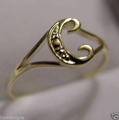 Genuine Delicate 9ct 375 Yellow, Rose or White Gold Initial Ring C