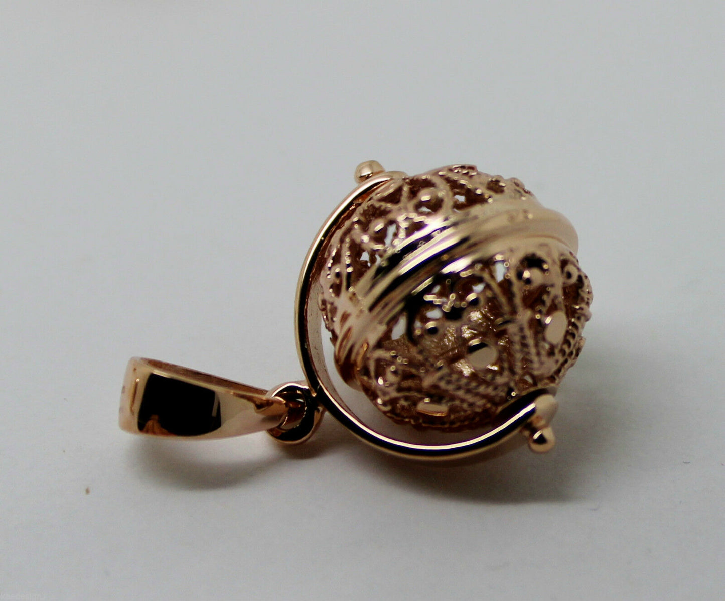 9ct Yellow Gold Or White Gold Or Rose Gold 16mm Filigree Ball Spinner Pendant