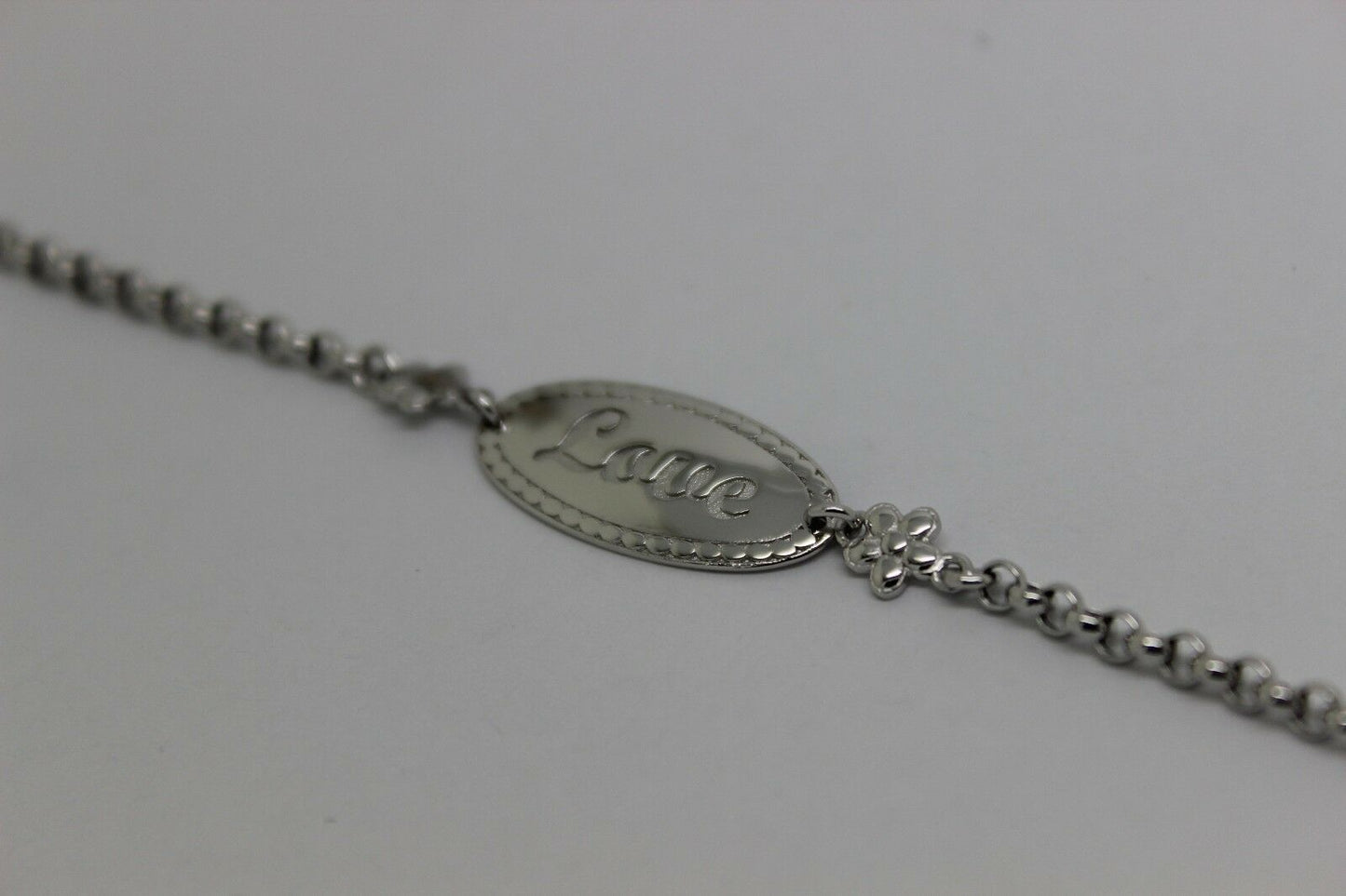 Genuine Baby or Childs 18ct 750 White Gold ID Belcher Engraved Bracelet