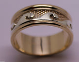 Size Q, Kaedesigns, Solid Genuine 9ct 9kt Rose and White Gold Mens Surf Wave Ring 258