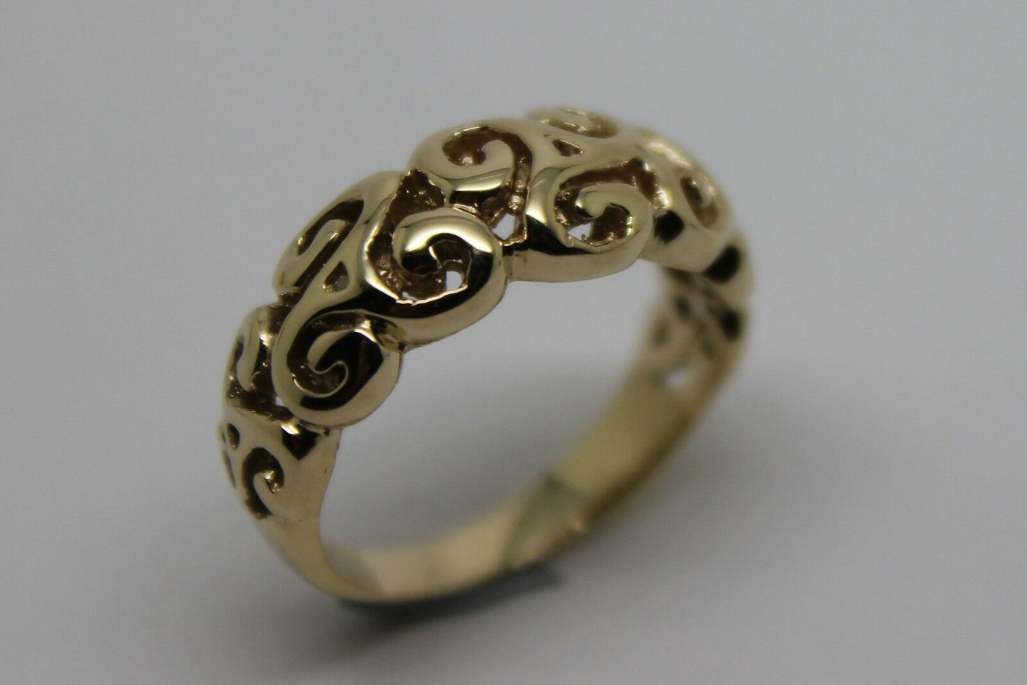 Kaedesigns, New Genuine 9ct 9kt Yellow, Rose or White Gold Solid Swirl Filigree Ring 358