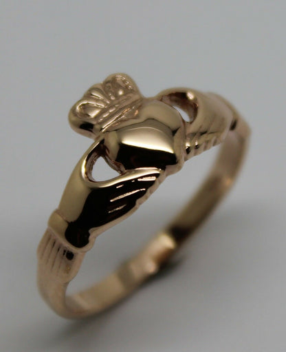 Genuine 9ct 375 Solid Yellow, Rose or White Gold Claddagh Celtic Friendship Ring In Your