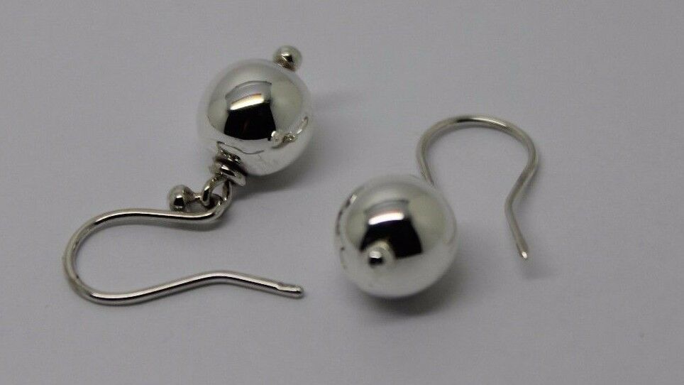 Genuine Sterling Silver 10mm Wide Ball Hook Earrings