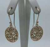 Genuine New Heavy 9ct Solid Yellow, Rose Or White Gold Filigree Oval Drop Long Hooks  Earrings