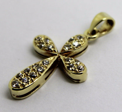 Genuine 9ct Hallmarked 375 Yellow Gold Cubic Cross Pendant