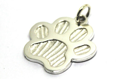 LARGE Genuine Sterling Silver 925 Dog Animal Paw Print Pendant + engraving