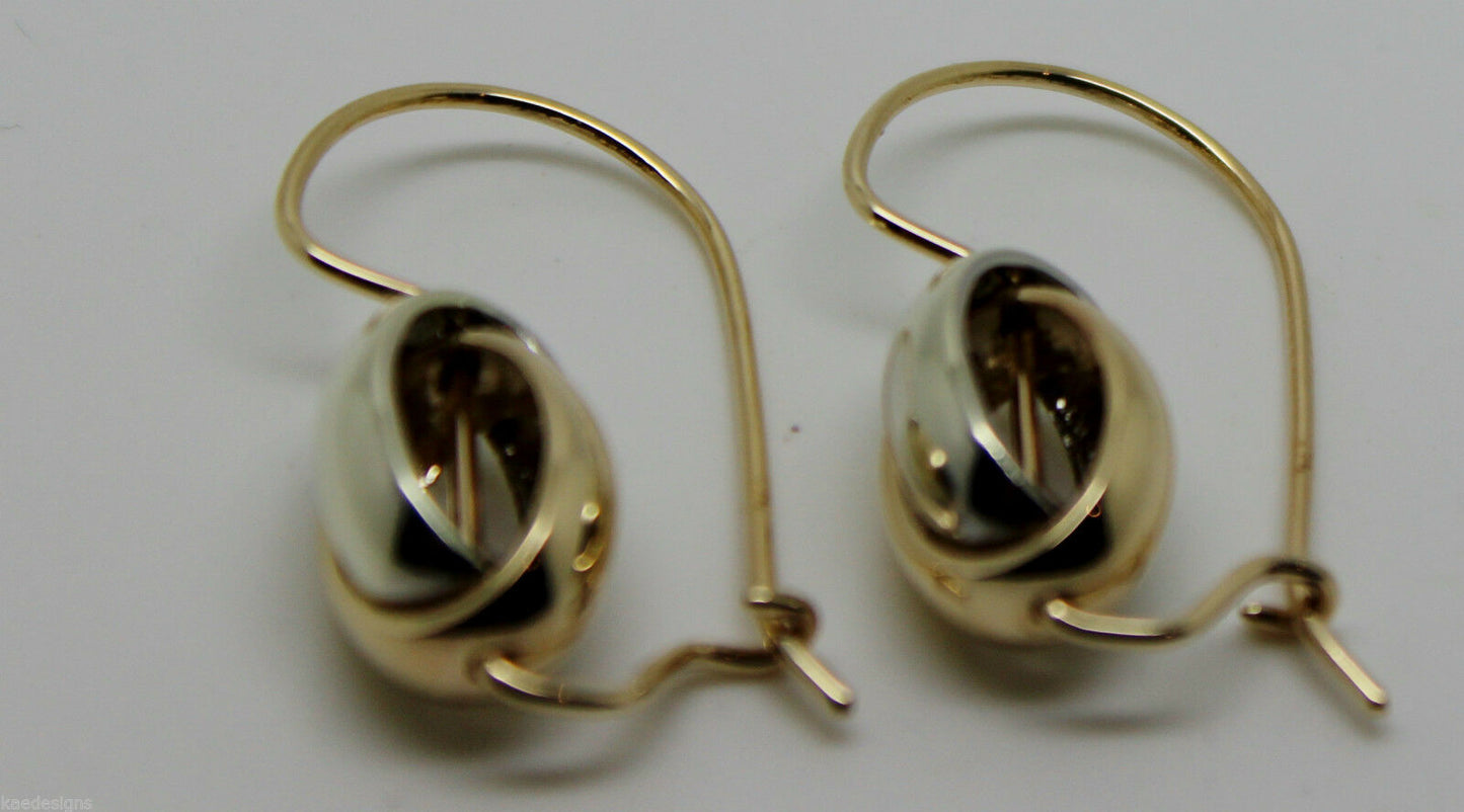 Genuine 9ct Yellow & White Gold Spinning Oval Belcher Earrings