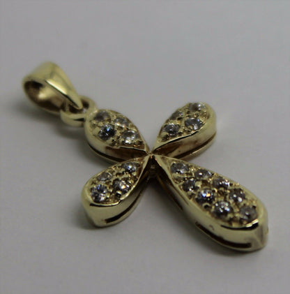 Genuine 9ct Hallmarked 375 Yellow Gold Cubic Cross Pendant