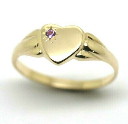 Genuine 9ct 9K Yellow, Rose or White Gold / 375, Amethyst (Birthstone Of February) Signet Ring