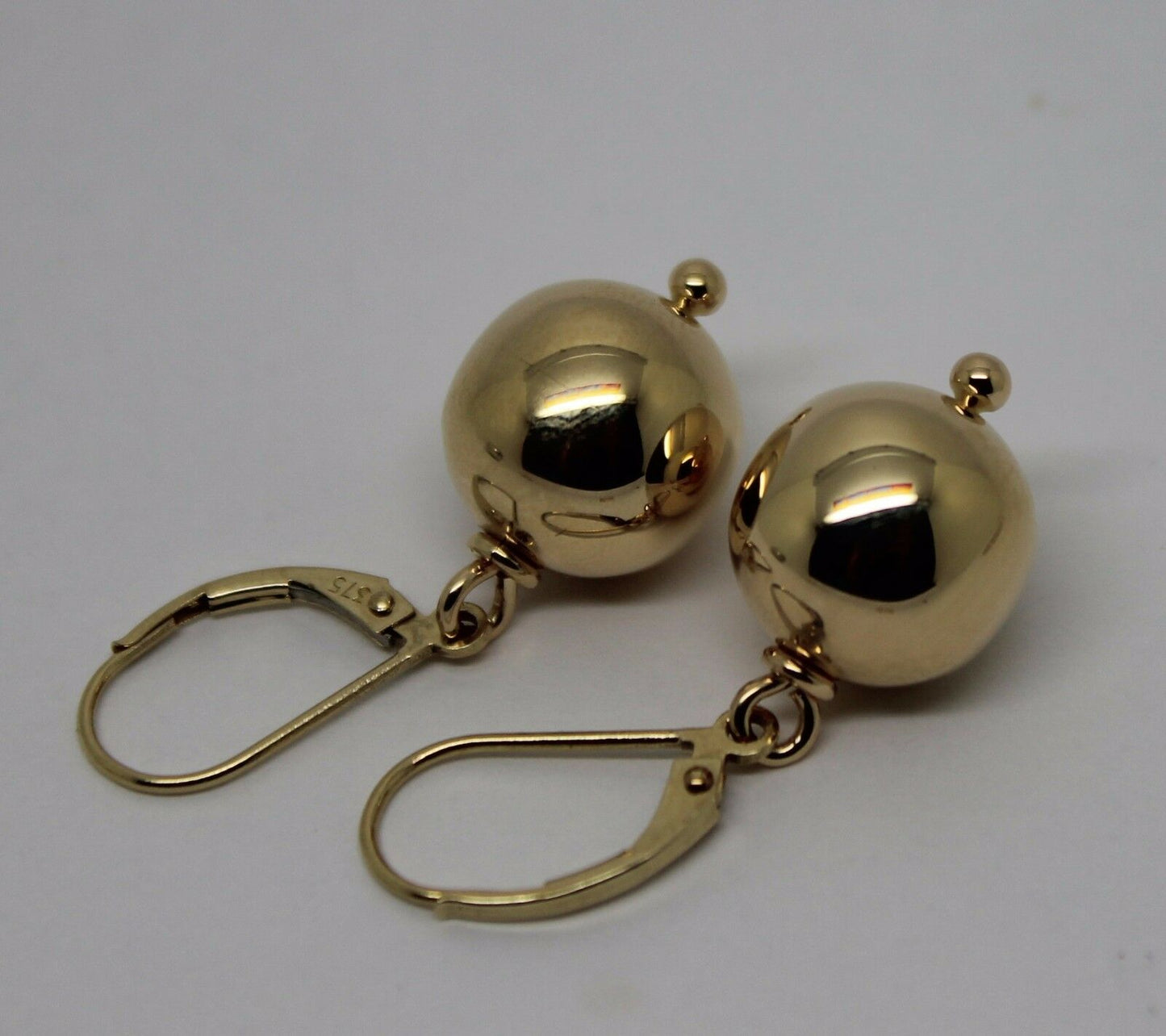 Kaedesigns New 9ct 9k Yellow, Rose or White Gold Continental Hooks 12mm Ball Plain Earrings