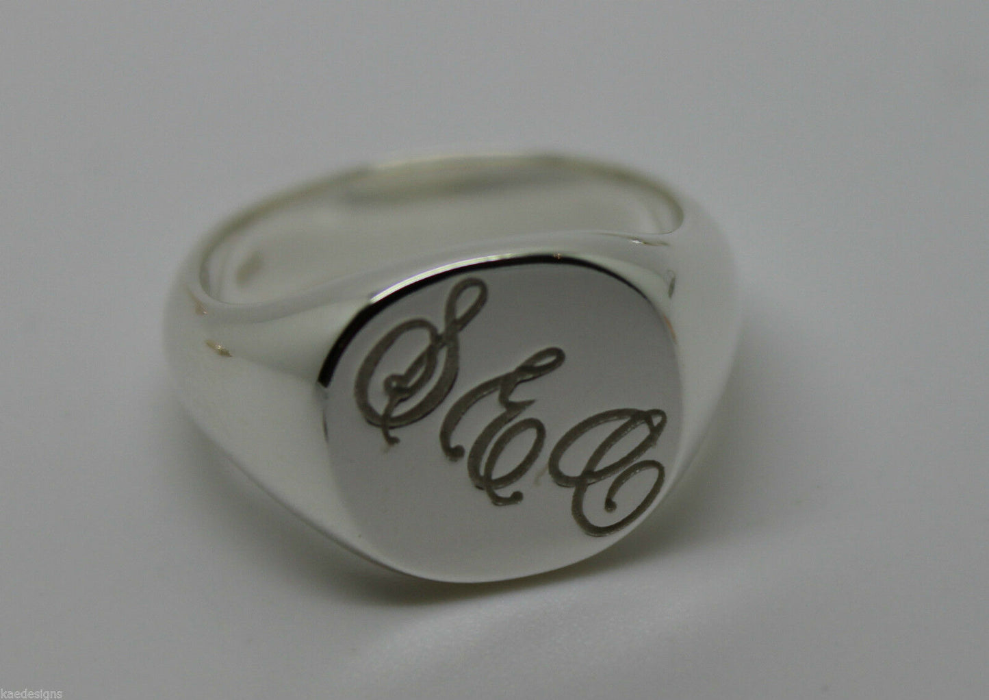 Genuine Solid New Sterling Silver Oval Signet Ring Engraved With Your Initials.