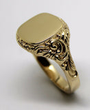 Kaedesigns Solid Genuine New 9ct Yellow Gold Square Engraved Signet Ring 335