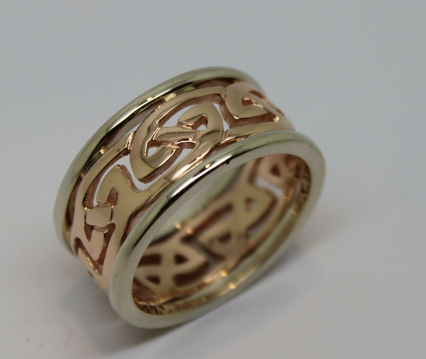 Kaedesigns, Genuine Heavy Solid New 9ct Rose & White Gold 12mm Large Celtic Ring