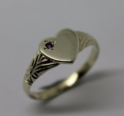 Kaedesigns New Sterling Silver Heart Amethyst Set Signet Ring