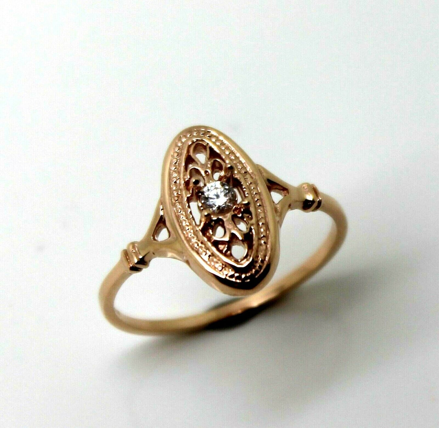 Kaedesigns New Genuine 9ct 9k Yellow, Rose or White Gold Delicate White Sapphire Filigree Ring