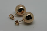Genuine 9ct 9K Solid Yellow, Rose or White Gold 14mm Stud Ball Earrings